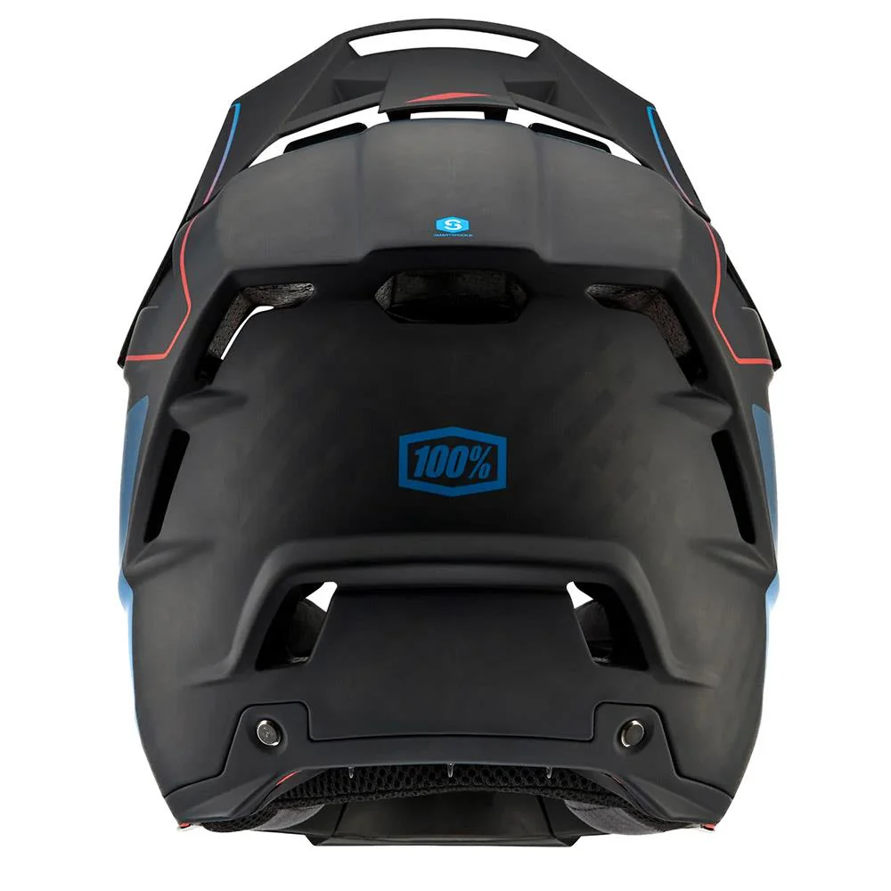 100% Aircraft 2 Race Helmet - Carbon Steel Blue/Neon Red - Image 3