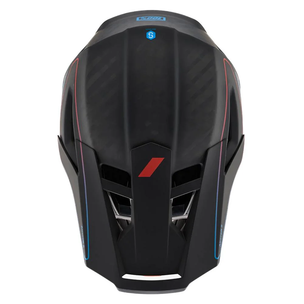 100% Aircraft 2 Race Helmet - Carbon Steel Blue/Neon Red - Image 4