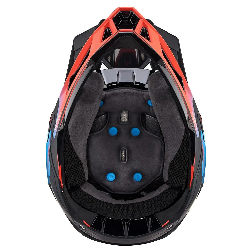 100% Aircraft 2 Race Helmet - Carbon Steel Blue/Neon Red - Image 5