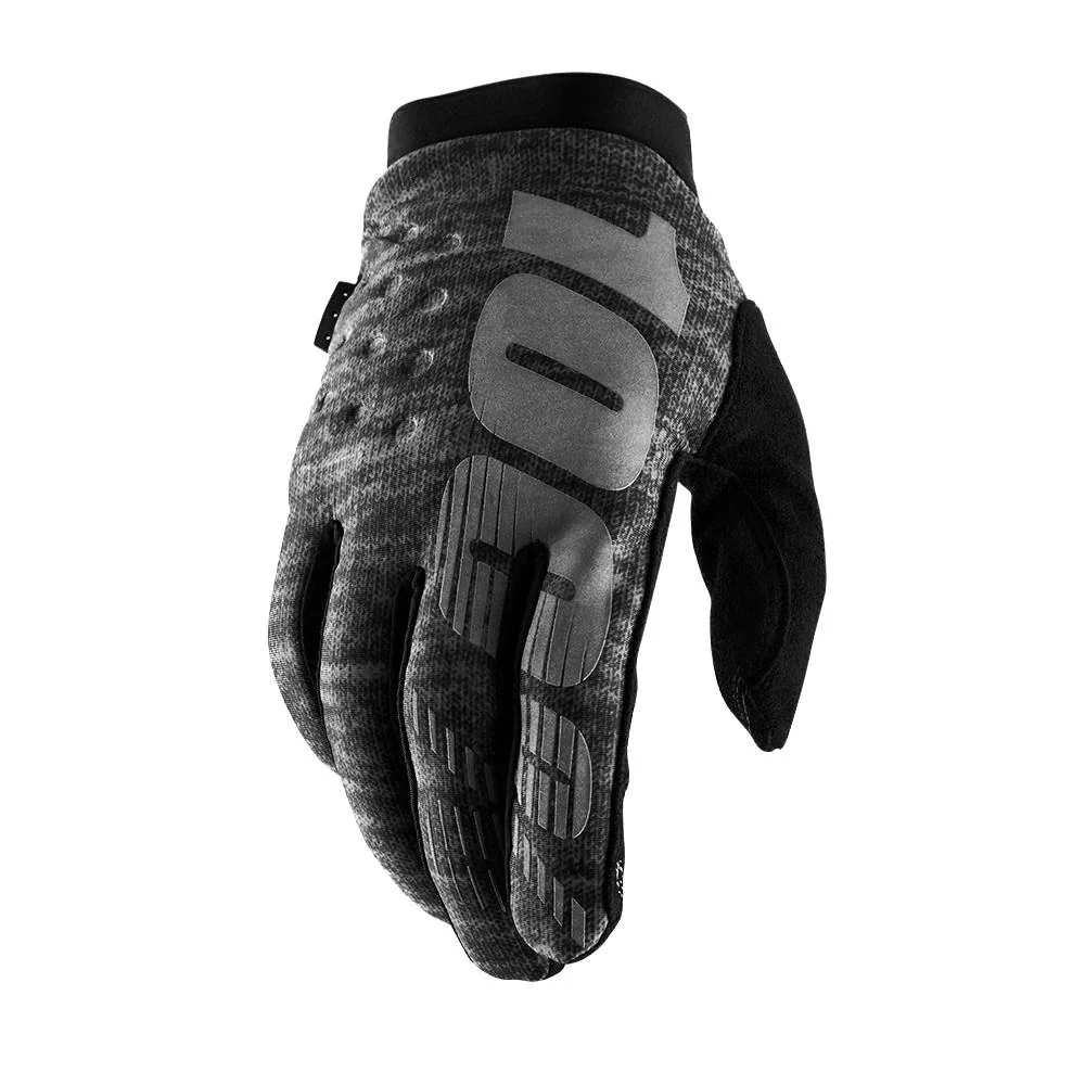 100% Brisker Race Gloves - Black/Grey - Image 2