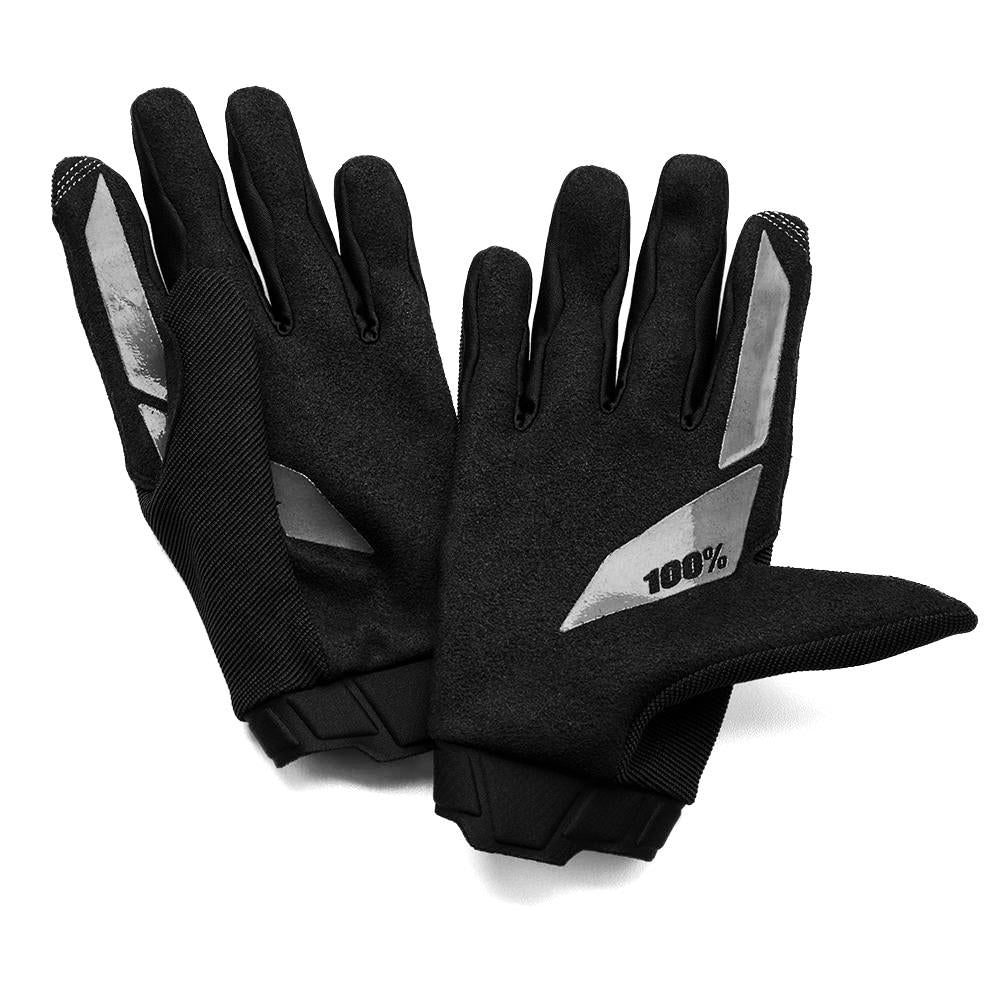 100% Brisker Race Gloves - Black/Grey - Image 3