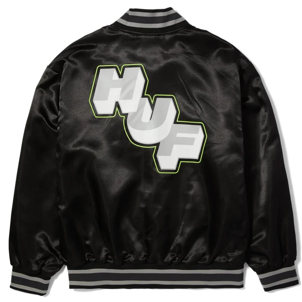 Huf Galactic Stack Baseball Jacket - Black - Image 2