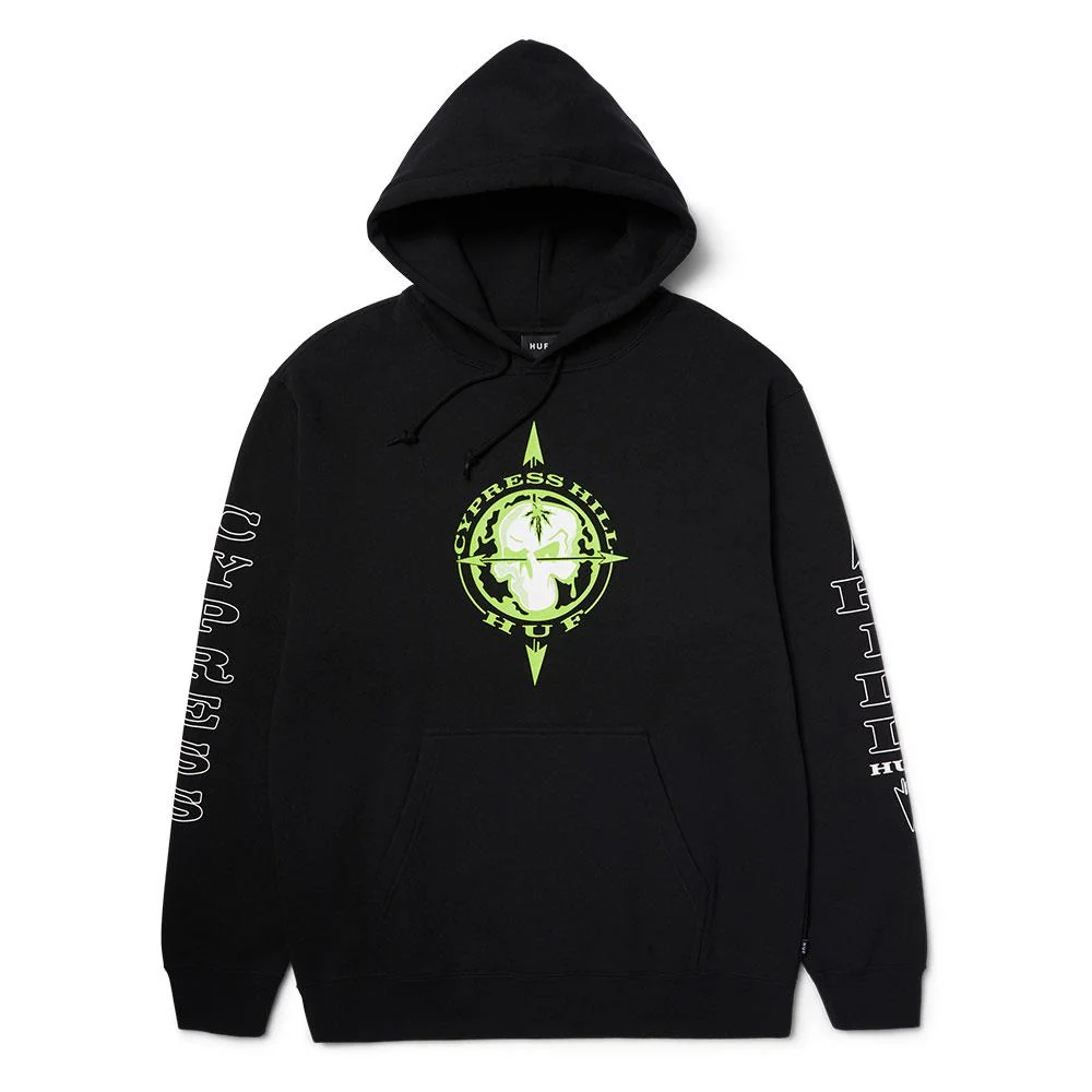 HUF x Cypress Hill Blunted Compass Pullover Hoodie - Black - Image 2