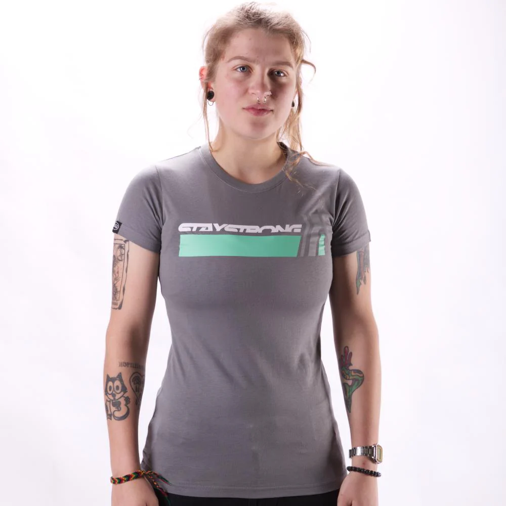 Stay Strong Big Chev Ladies T-Shirt - Black - Image 2
