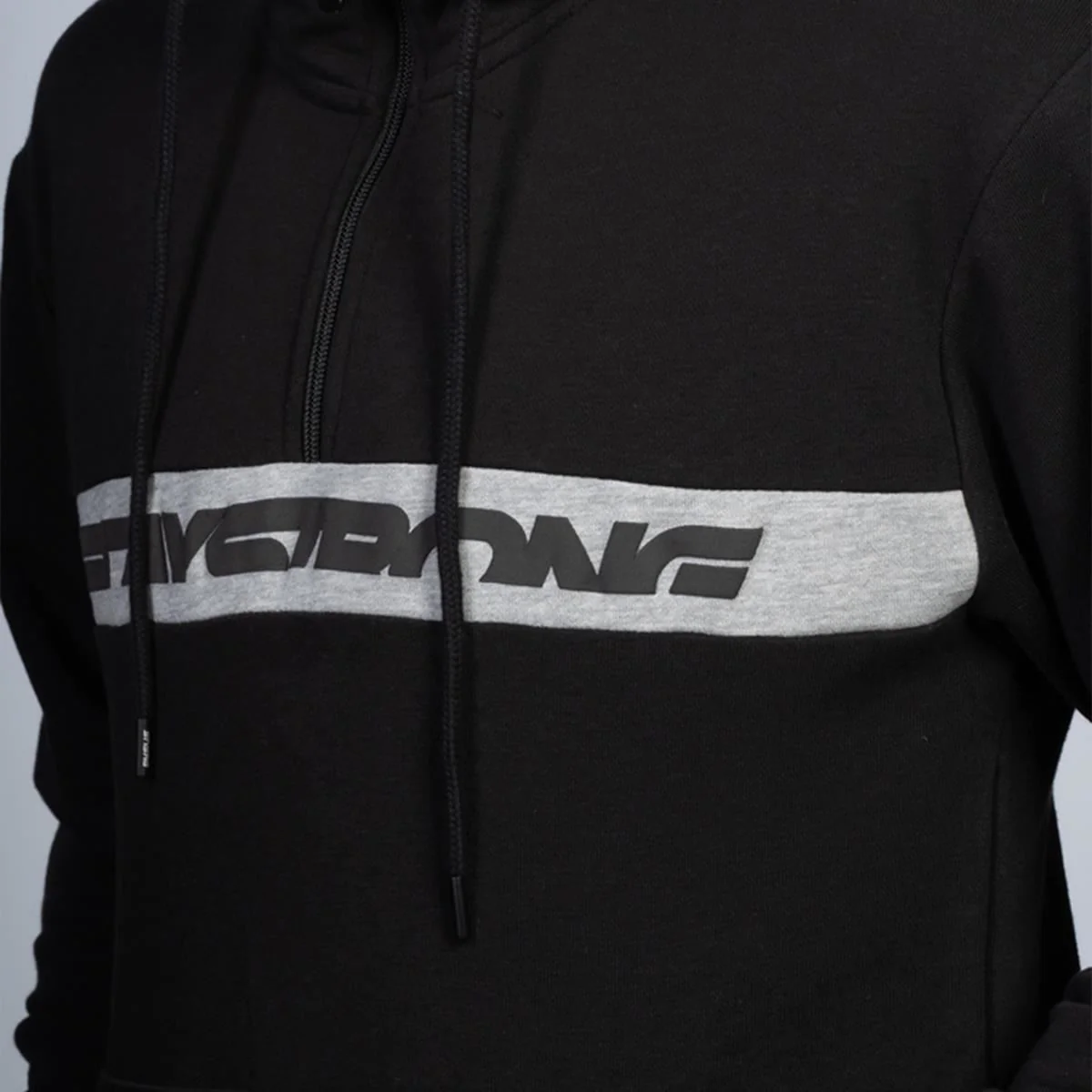Stay Strong Cut Stripe 1/4 Zip Hoodie - Black/Grey - Image 4