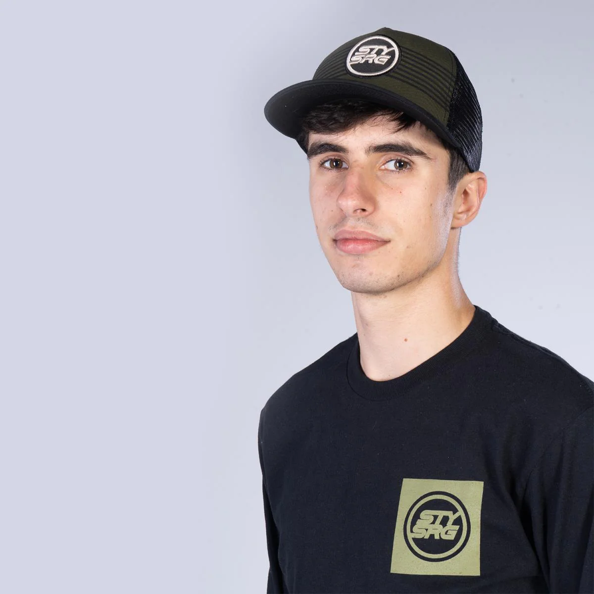 Stay Strong Icon Stripe Mesh Snapback - Black/Olive - Image 6