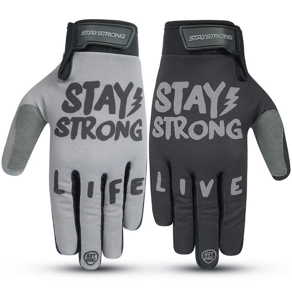 Stay Strong Live Life Gloves - Black/Grey - Image 2