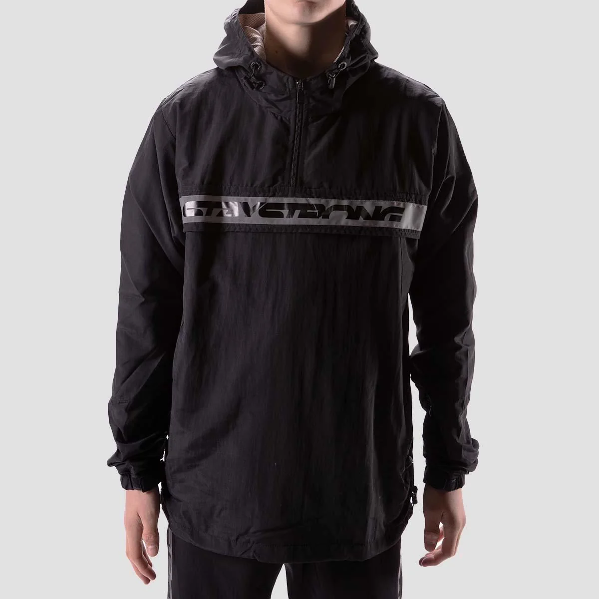 Stay Strong Reflective Stripe Quarter Zip Jacket - Black - Image 3