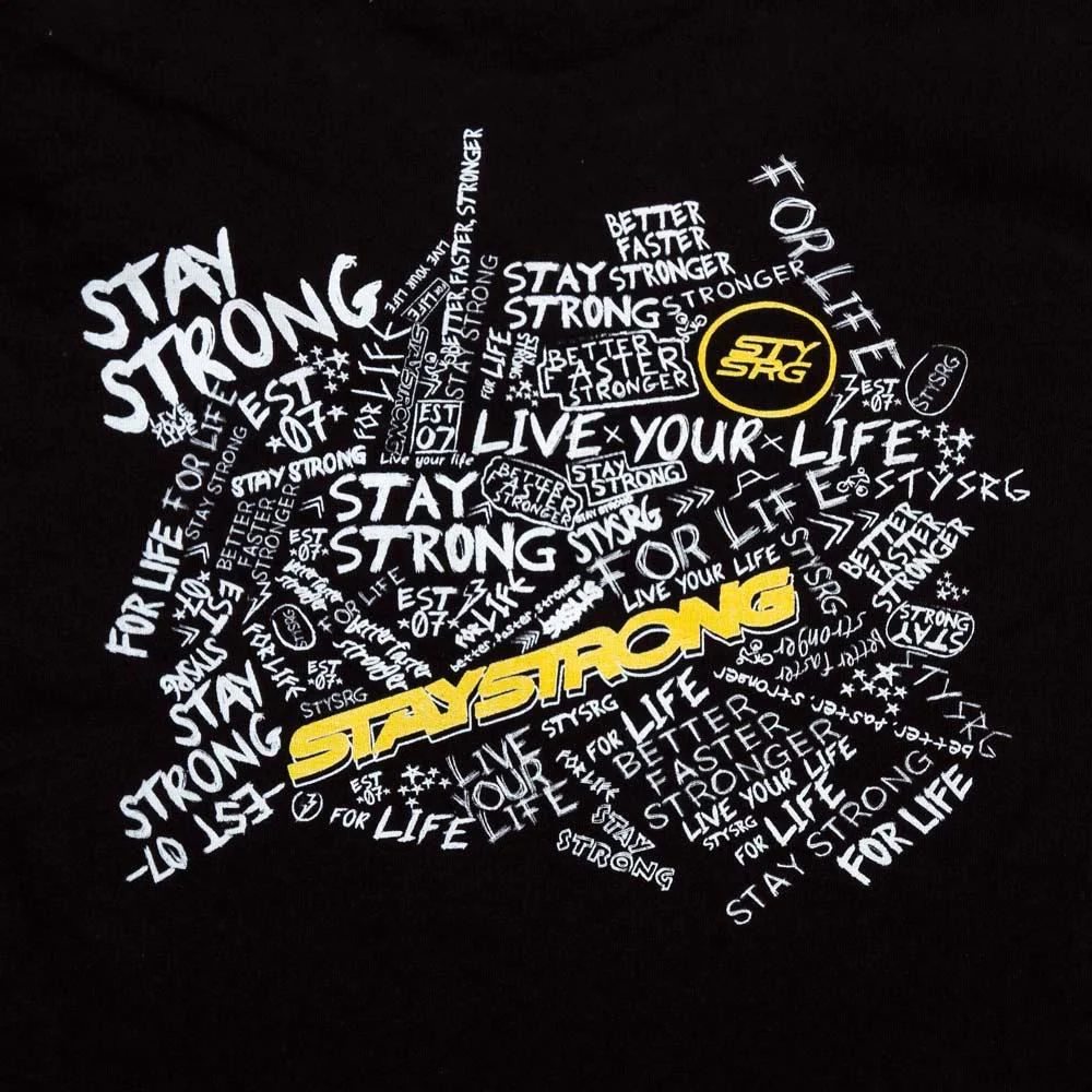 Stay Strong Scribble Long Sleeve Youth T-Shirt - Black - Image 3