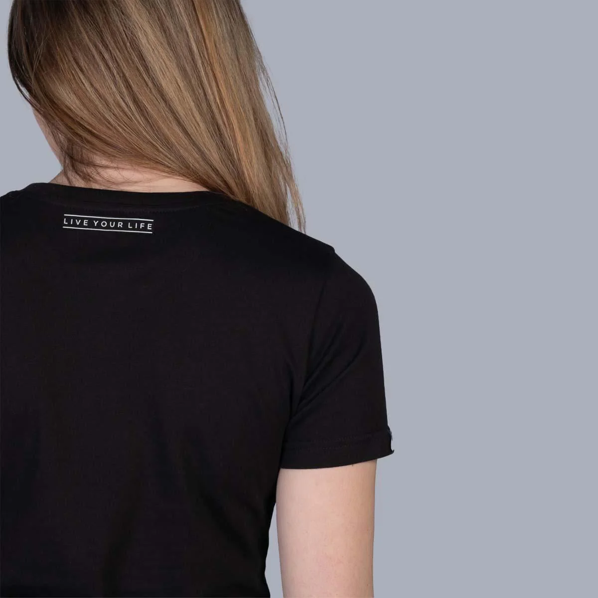 Stay Strong Word Box Reflective Ladies T-Shirt - Black - Image 3