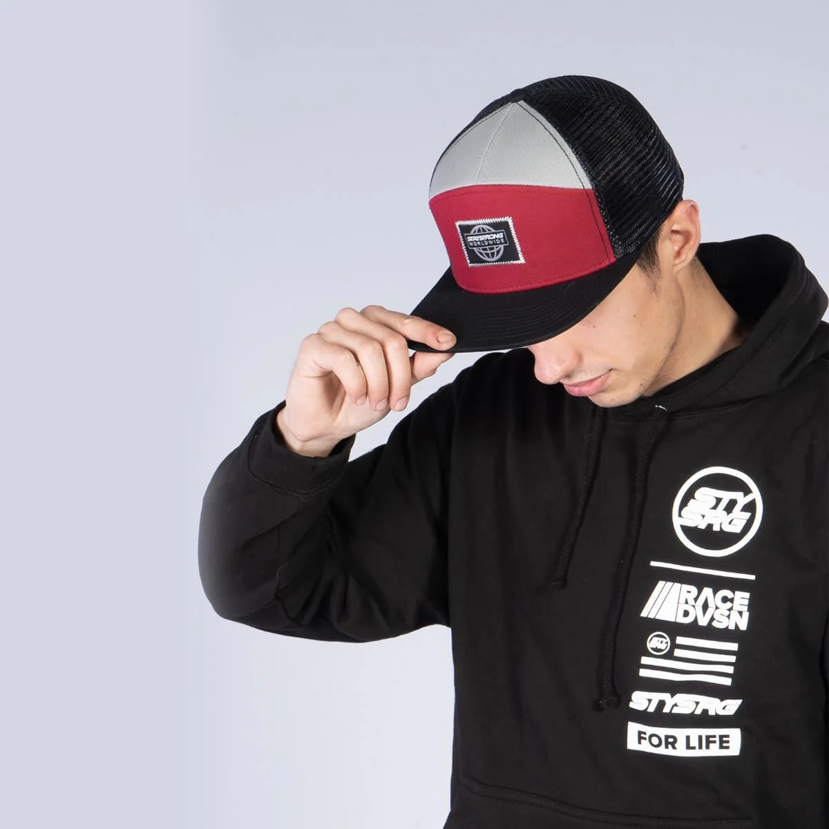 Stay Strong World Wide Snapback - Black/Maroon - Image 3