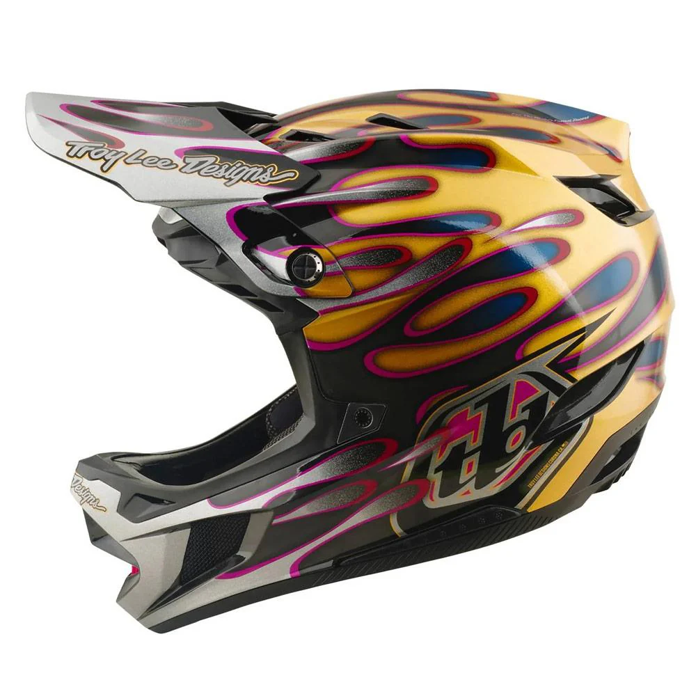 Troy Lee D4 Carbon MIPS Race Helmet - Overspray Gold/Black - Image 3