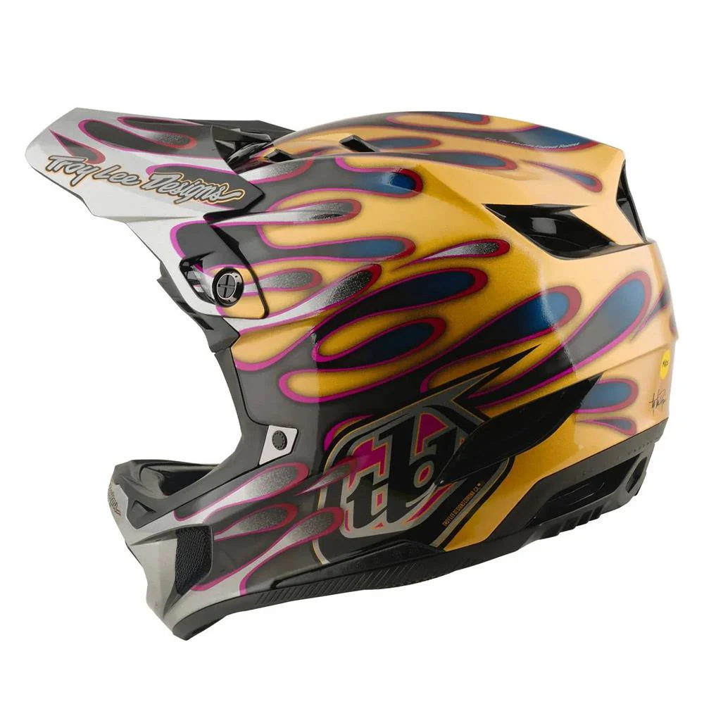 Troy Lee D4 Carbon MIPS Race Helmet - Overspray Gold/Black - Image 4