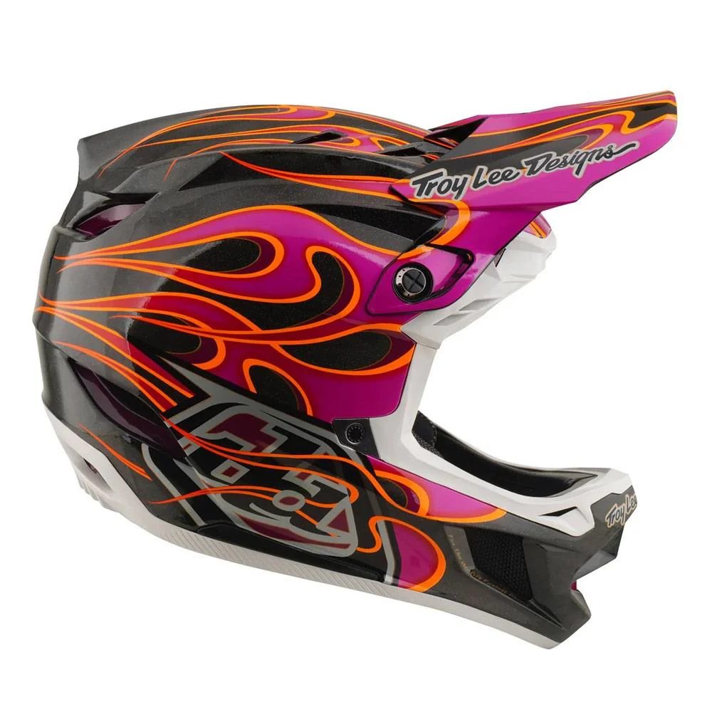 Troy Lee D4 Carbon MIPS Race Helmet - Torched Carbon/Magenta - Image 2