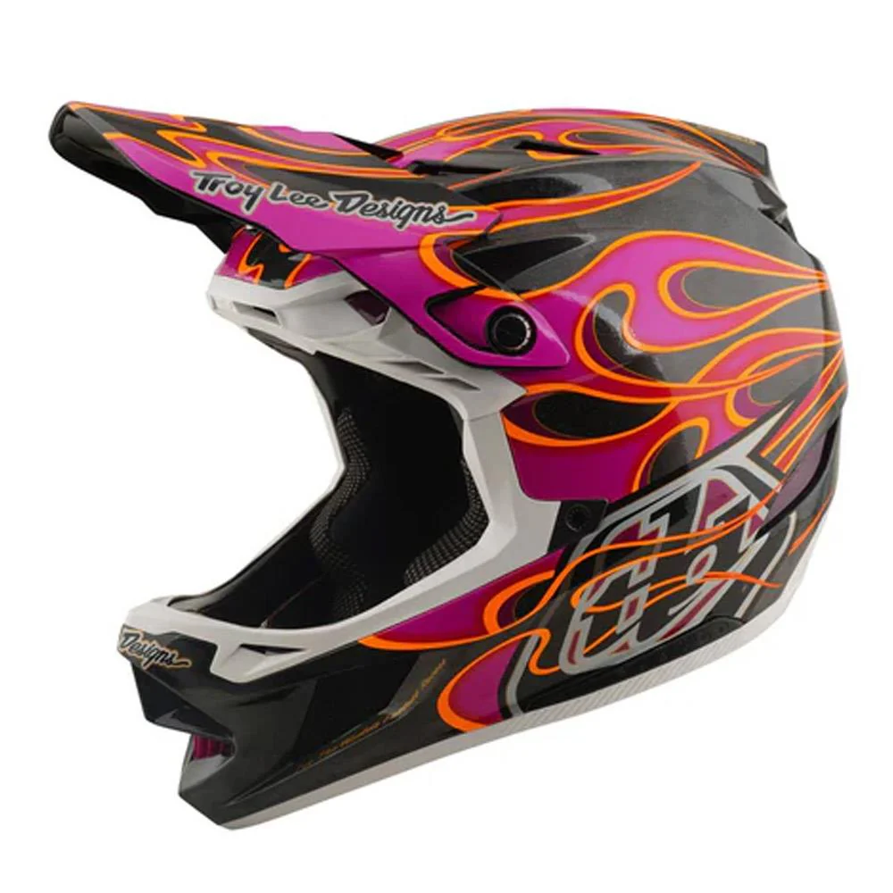 Troy Lee D4 Carbon MIPS Race Helmet - Torched Carbon/Magenta - Image 7