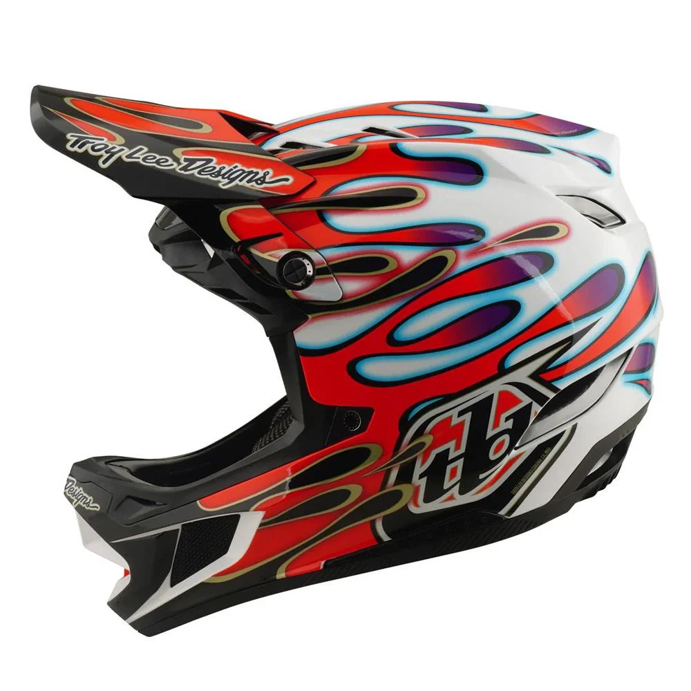 Troy Lee D4 Composite Race Helmet - Overspray White/Red - Image 2