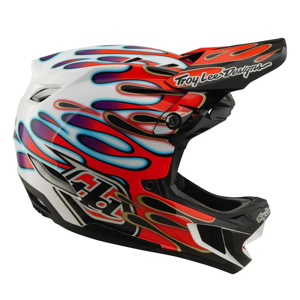 Troy Lee D4 Composite Race Helmet - Overspray White/Red - Image 3