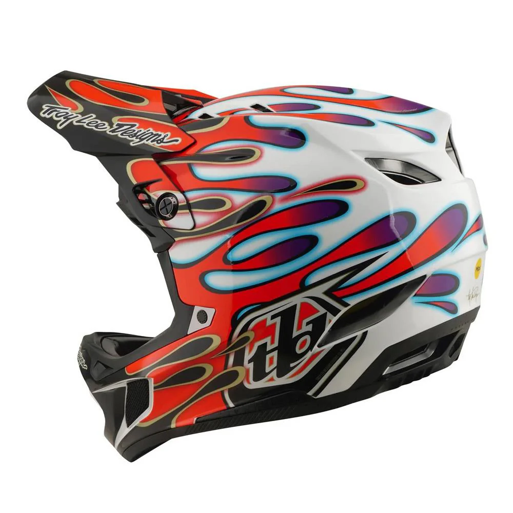 Troy Lee D4 Composite Race Helmet - Overspray White/Red - Image 4