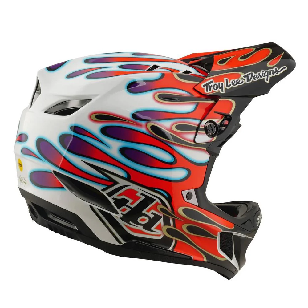 Troy Lee D4 Composite Race Helmet - Overspray White/Red - Image 5