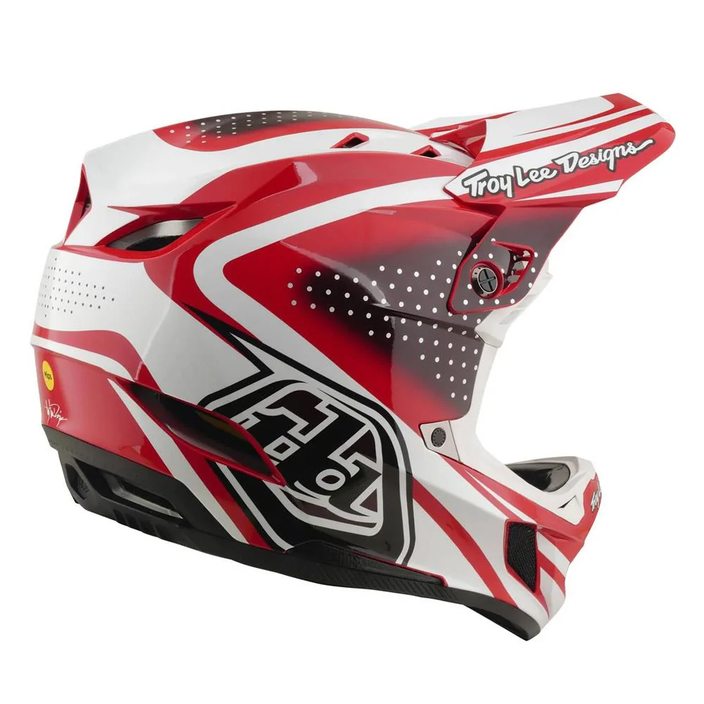 Troy Lee D4 Polyacrylite MIPS Race Helmet - The Line Fire/White - Image 2