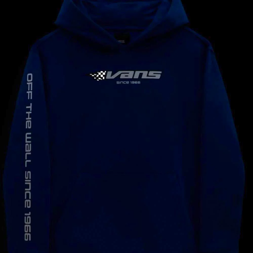 Vans Boys Reflective Checkerboard Flame Pullover Hoodie - True Blue - Image 3