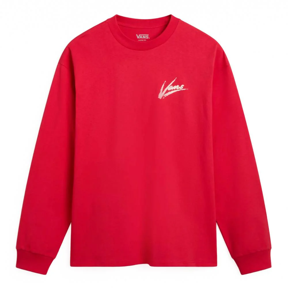 Vans Dettori Loose Fit Long Sleeve T-shirt - Racing Red - Image 2
