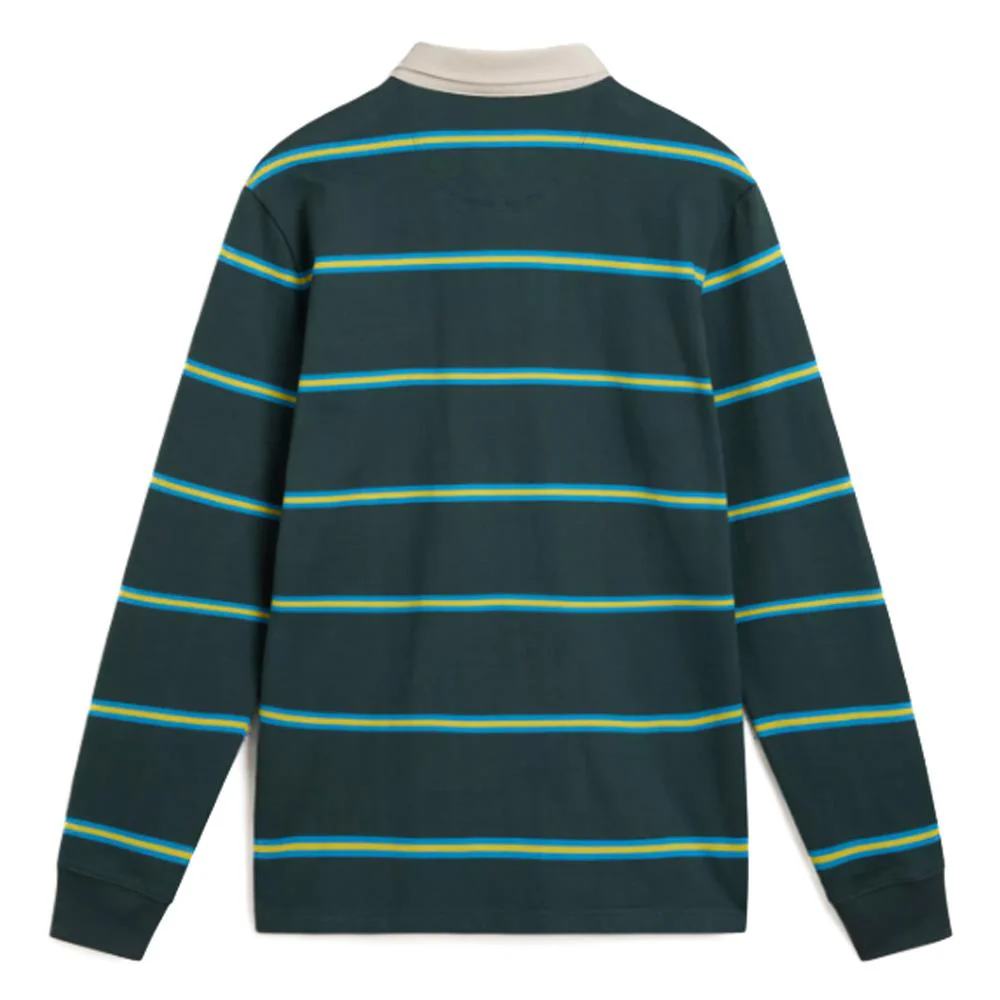 Vans Gatewood Rugby Stripe Long Sleeve Polo - Green Gables - Image 2